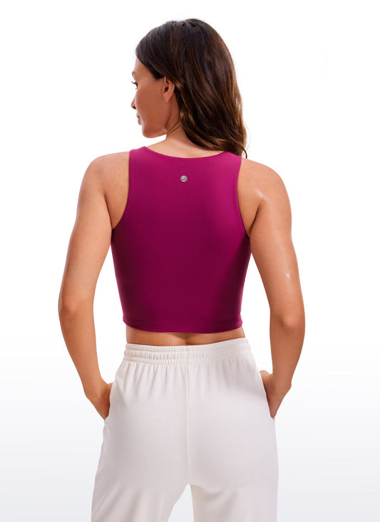 Butterluxe Cropped High Neck Tank Tops Wide Back