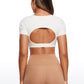 Butterluxe Open Back Cropped Short Sleeves