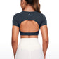 Butterluxe Open Back Cropped Short Sleeves