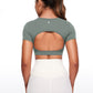 Butterluxe Open Back Cropped Short Sleeves