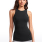 Ribbed Hip Length High Neck Racerback Tank