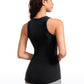 Ribbed Hip Length High Neck Racerback Tank