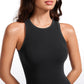 Ribbed Hip Length High Neck Racerback Tank