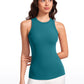 Ribbed Hip Length High Neck Racerback Tank