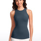 Ribbed Hip Length High Neck Racerback Tank