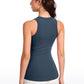 Ribbed Hip Length High Neck Racerback Tank