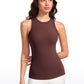 Ribbed Hip Length High Neck Racerback Tank