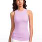 Ribbed Hip Length High Neck Racerback Tank