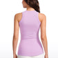 Ribbed Hip Length High Neck Racerback Tank