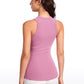 Ribbed Hip Length High Neck Racerback Tank