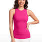 Ribbed Hip Length High Neck Racerback Tank