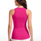 Ribbed Hip Length High Neck Racerback Tank