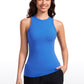 Ribbed Hip Length High Neck Racerback Tank