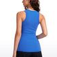 Ribbed Hip Length High Neck Racerback Tank