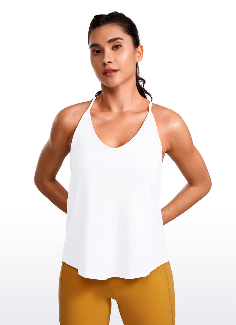 Lightweight Halter Tie Back Tank V Neck