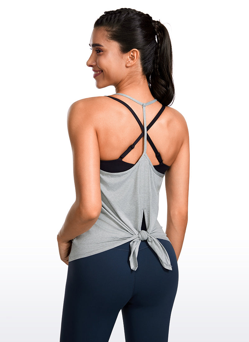 Lightweight Halter Tie Back Tank V Neck