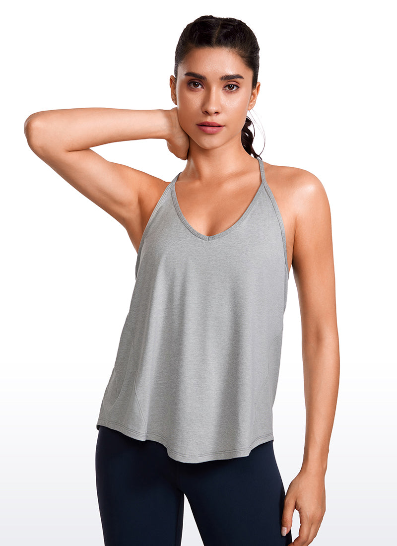 Lightweight Halter Tie Back Tank V Neck