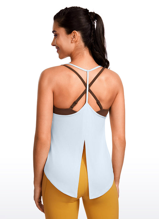 Lightweight Halter Tie Back Tank V Neck