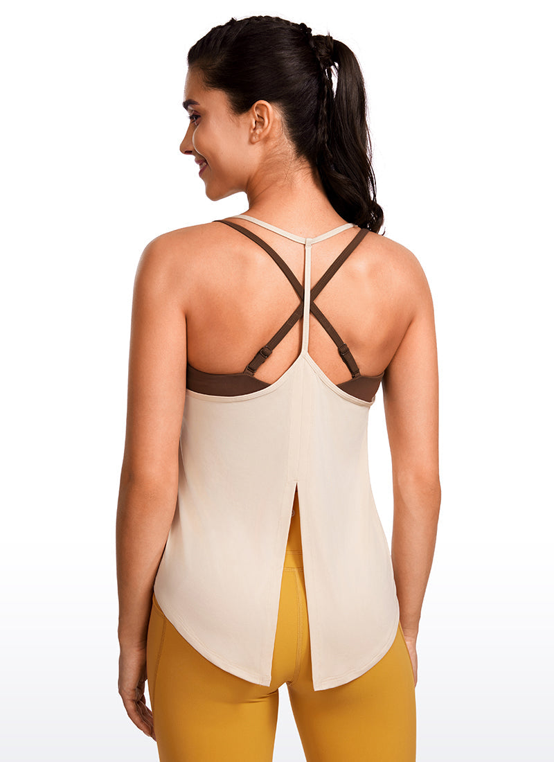 Lightweight Halter Tie Back Tank V Neck