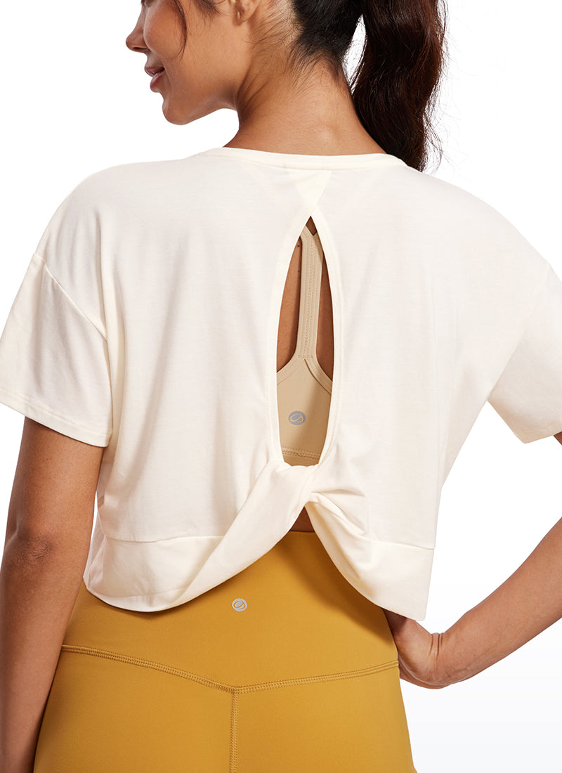 Open Back Cropped Short Sleeves