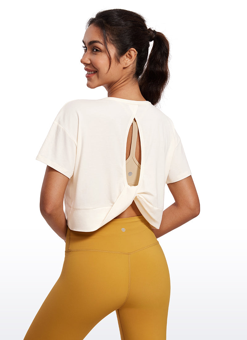 Open Back Cropped Short Sleeves