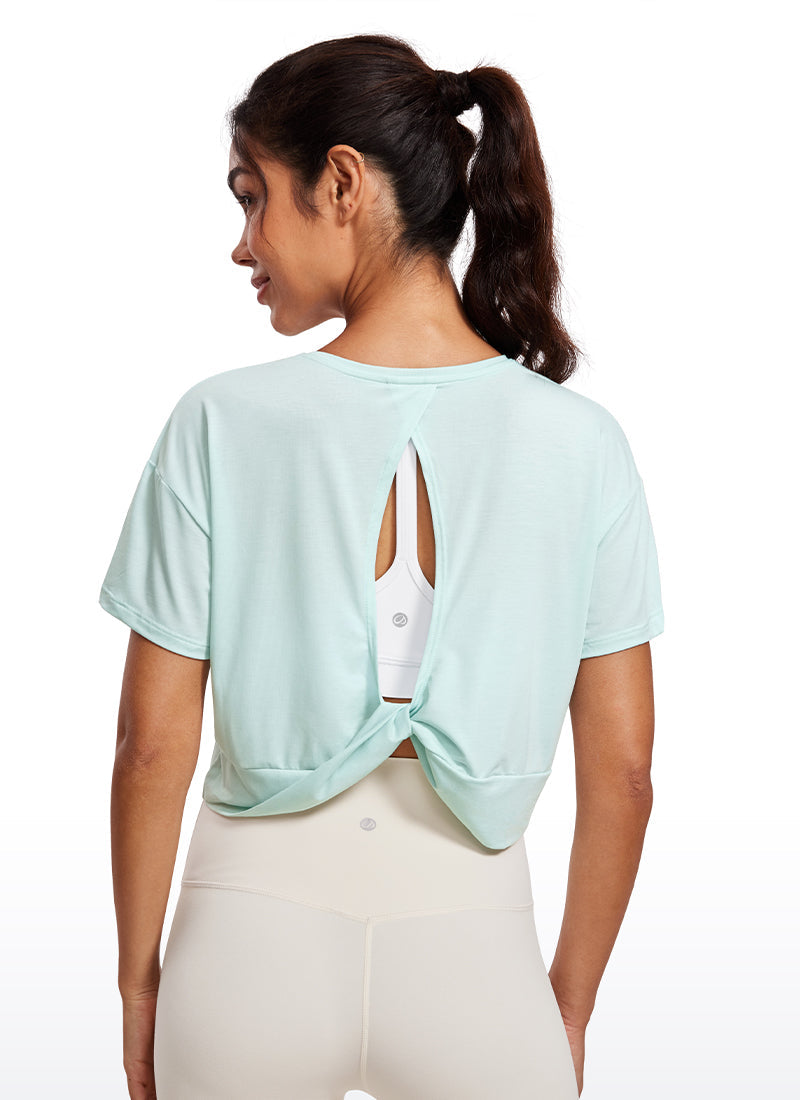 Open Back Cropped Short Sleeves