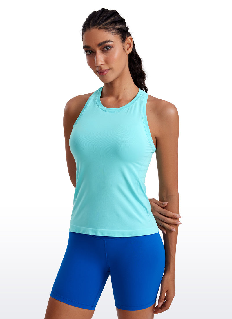 Seamless High Crewneck Racerback Tanks