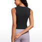 Ribbed Waist Length High Neck Tank