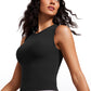 Ribbed Waist Length High Neck Tank