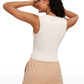 Ribbed Waist Length High Neck Tank