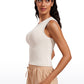 Ribbed Waist Length High Neck Tank