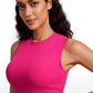 Ribbed Waist Length High Neck Tank