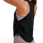 Pima Cotton High Neck Ruched Sides Tank Racerback