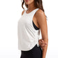 Pima Cotton High Neck Ruched Sides Tank Racerback