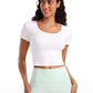 Butterluxe Scoop Neck Cropped Short Sleeves