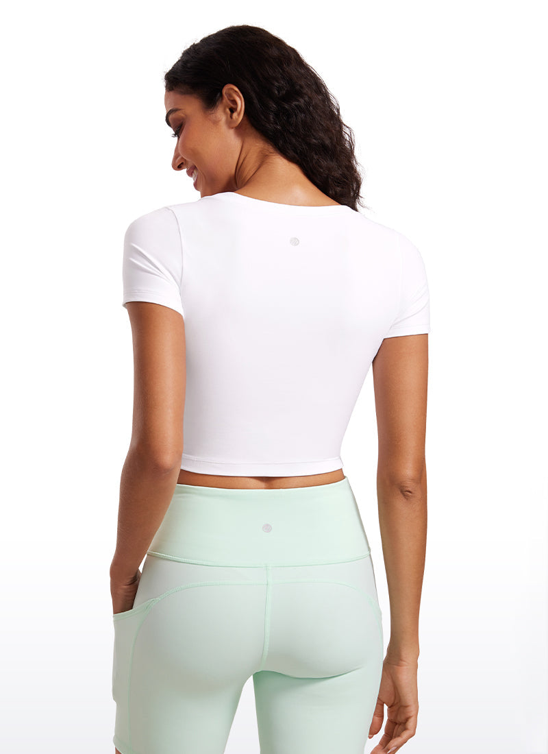 Butterluxe Scoop Neck Cropped Short Sleeves