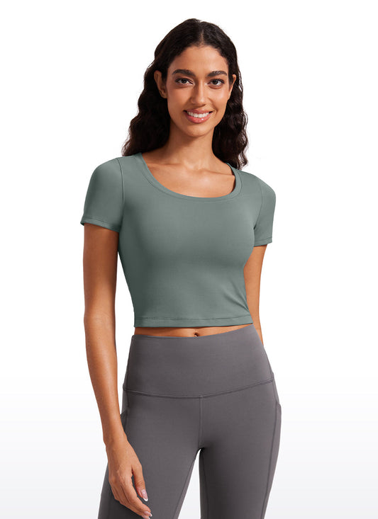 Butterluxe Scoop Neck Cropped Short Sleeves