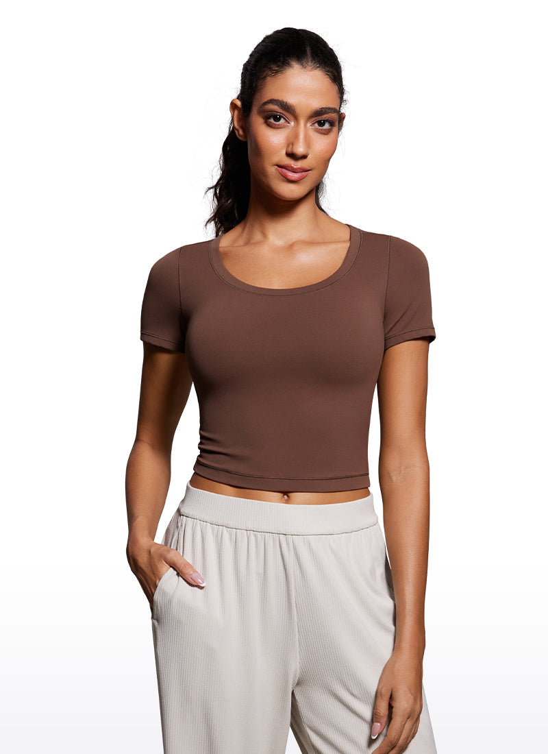 Butterluxe Scoop Neck Cropped Short Sleeves