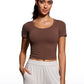 Butterluxe Scoop Neck Cropped Short Sleeves