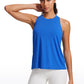 Racerback High Crewneck Workout Tanks Casual Sleeveless