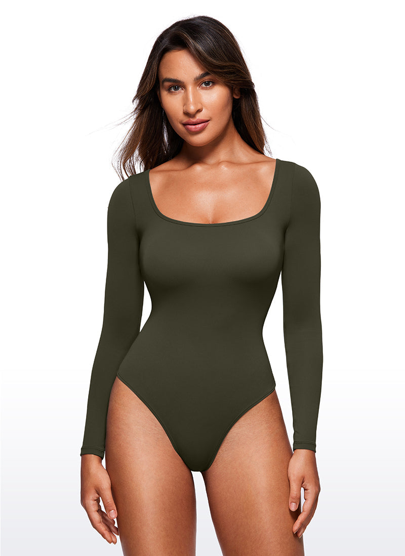 Butterluxe Square Neck Long Sleeve Bodysuits