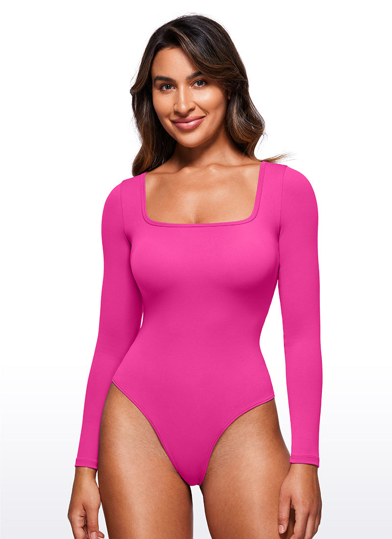 Butterluxe Square Neck Long Sleeve Bodysuits