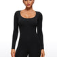 Butterluxe Long Sleeve Scoop Neck Athletic Rompers 4''