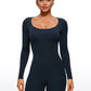 Butterluxe Long Sleeve Scoop Neck Athletic Rompers 4''