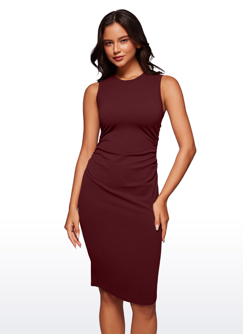 Butterluxe Ruched Bodycon Sleeveless Midi Dresses