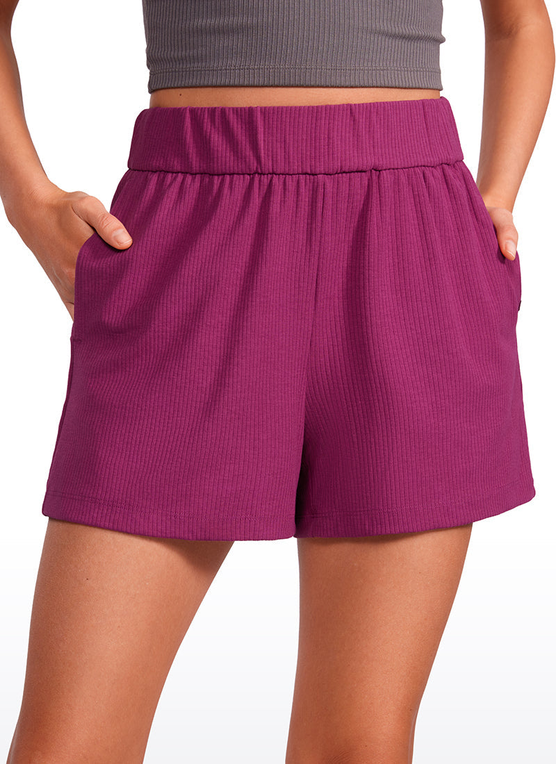 Ribbed High Rise Sweat Shorts 3''