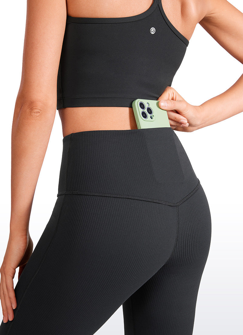 Ribbed High Waist Pocket Flare Leggings 31"