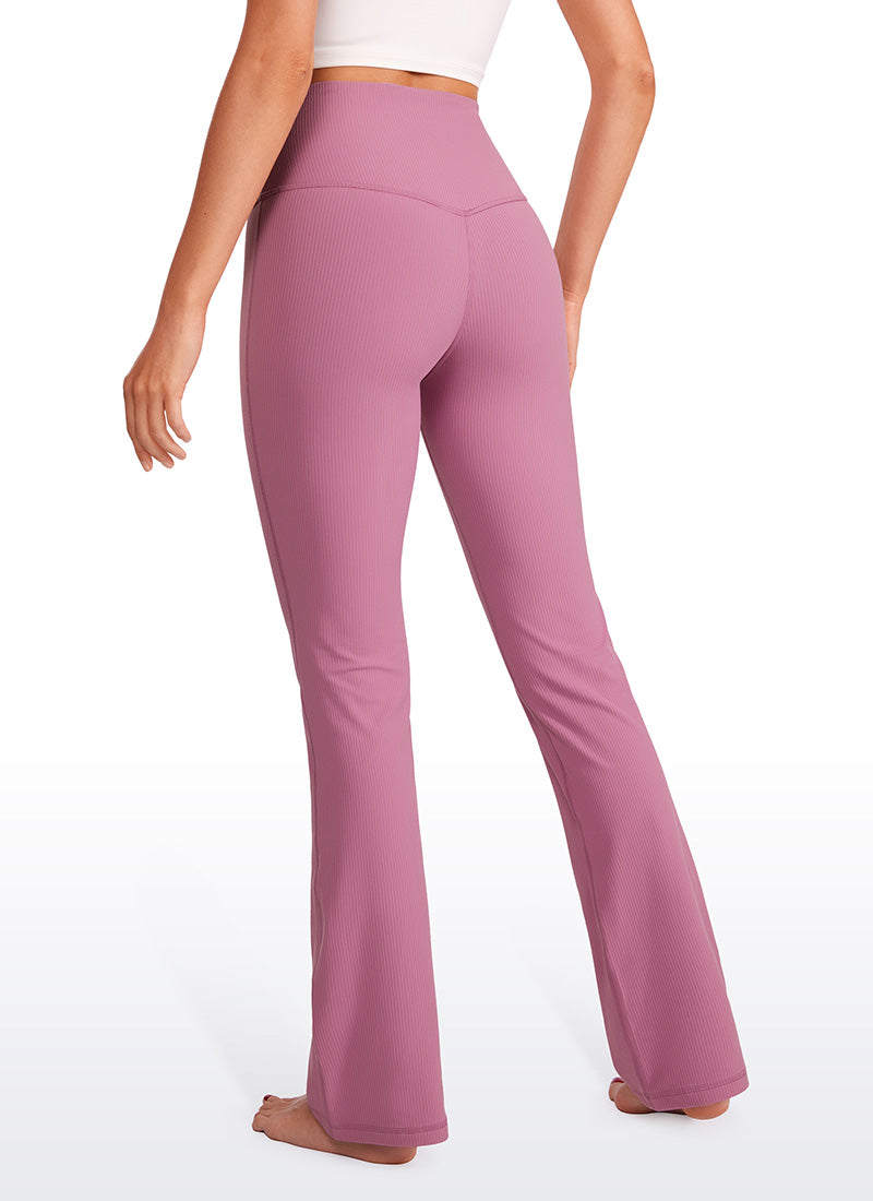 Ribbed High Waist Pocket Flare Leggings 31"