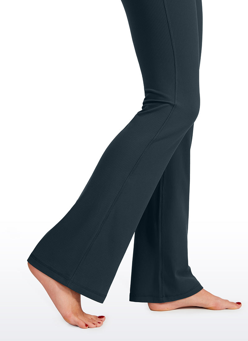 Ribbed High Waist Pocket Flare Leggings 31"