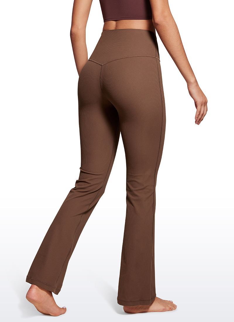 Ribbed High Waist Pocket Flare Leggings 31"